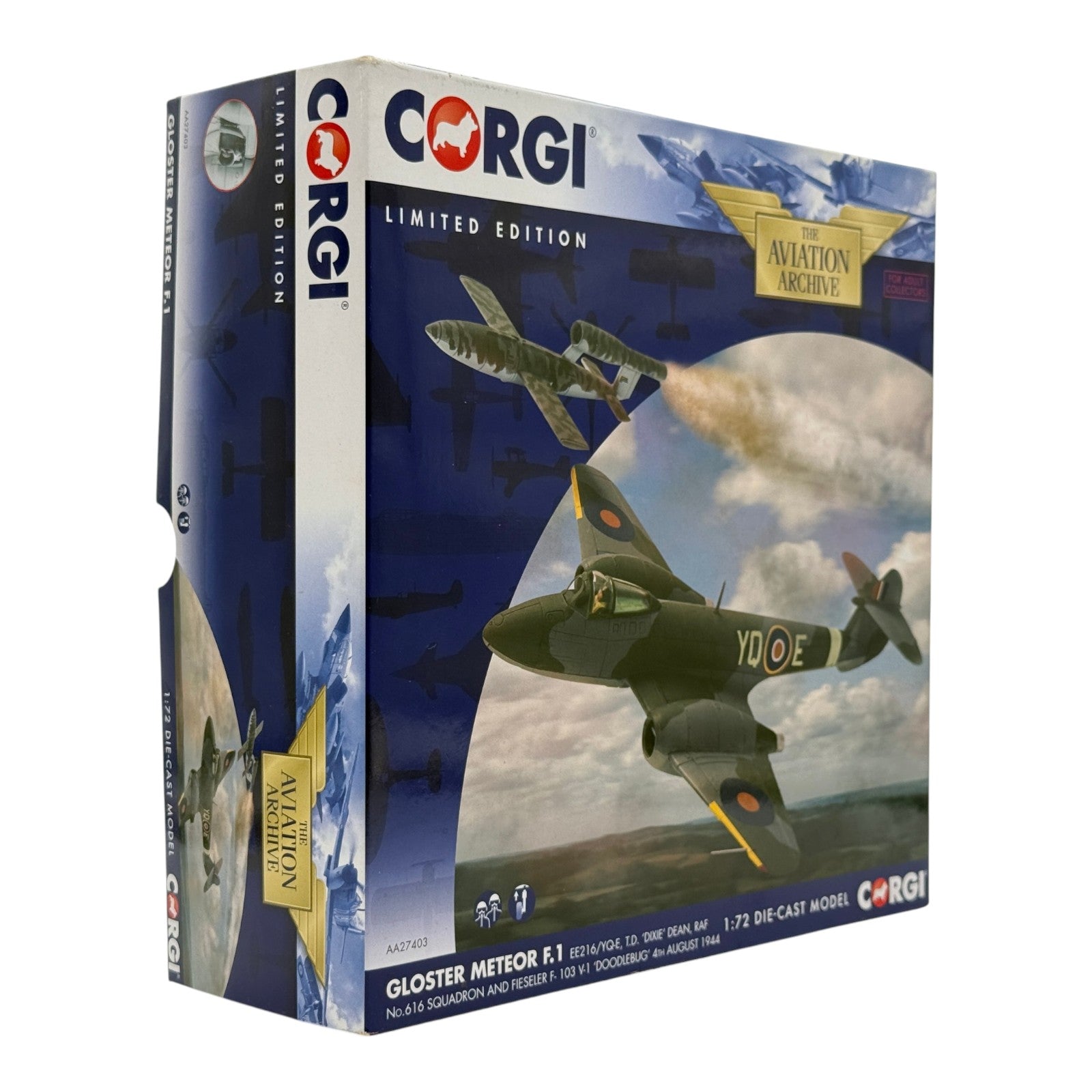 Corgi AA27403 1:72 Gloster Meteor F.Mk 1 RAF No.616 Sqn Dixie Dean 1944
