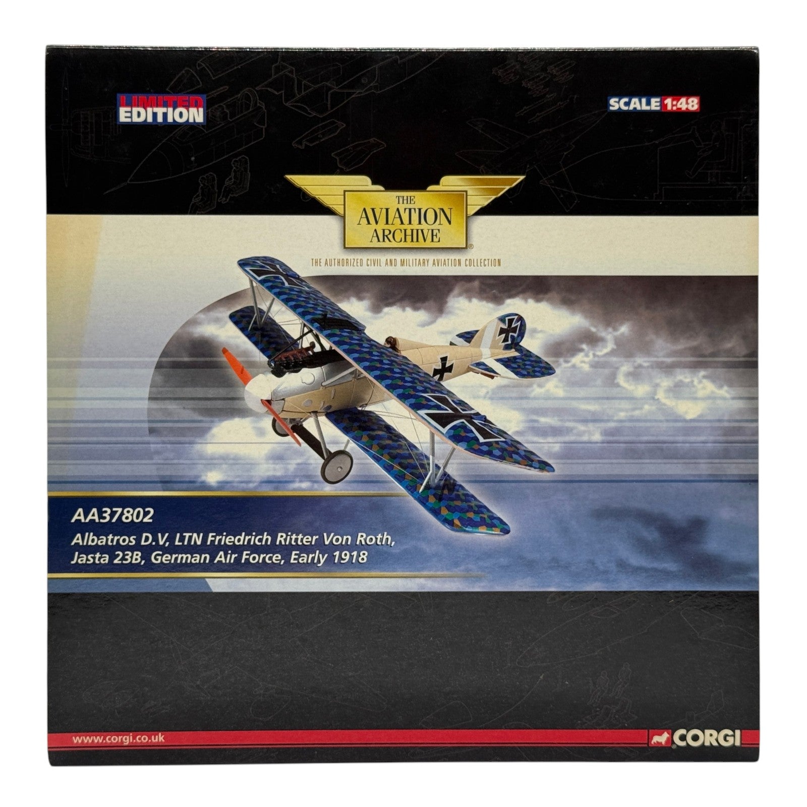 Corgi AA37802 1:48 Albatros D.V Luftstreitkräfte Jasta 23B Friedrich Ritter von Roth 1918