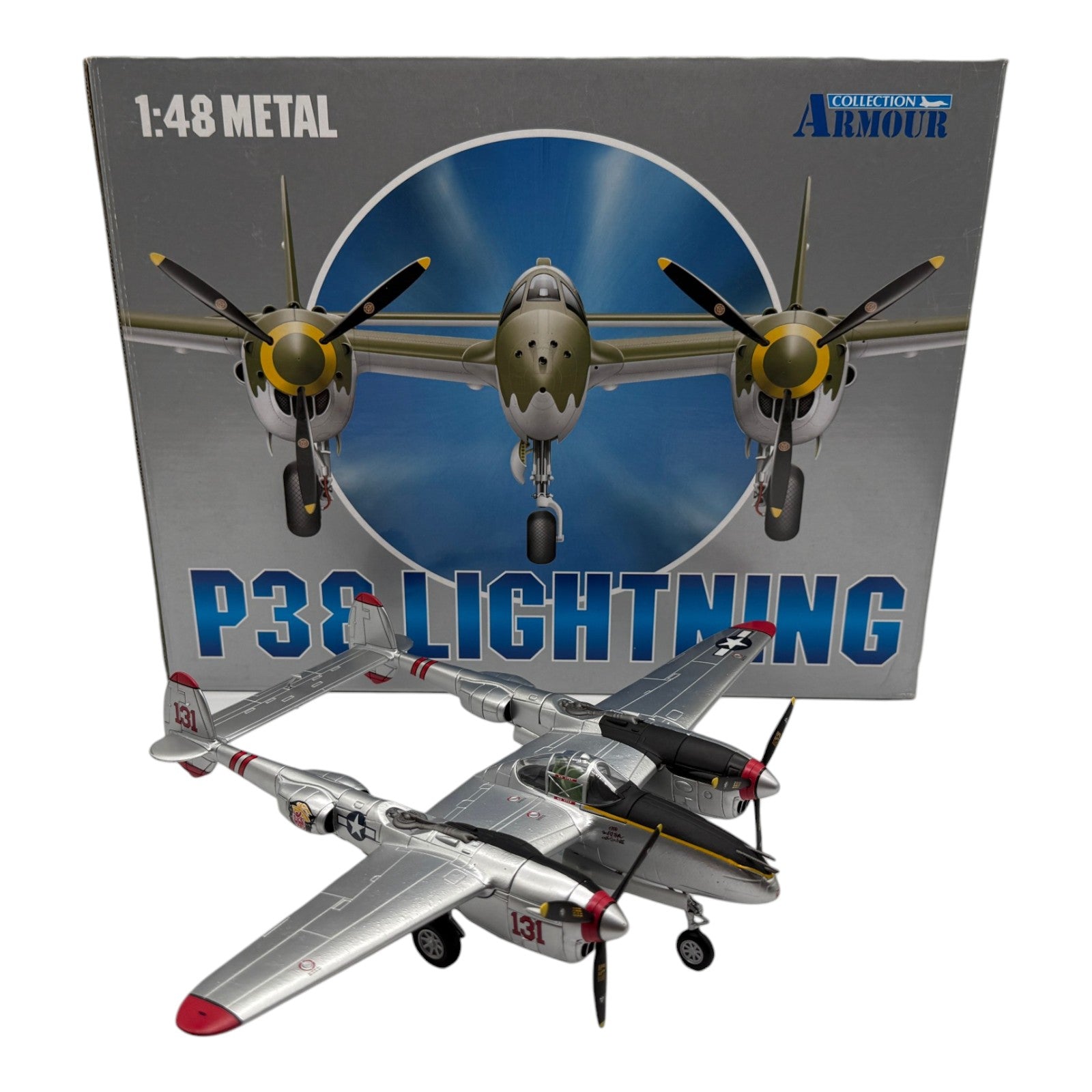 Franklin Mint ART 98113 1:48 Lockheed P-38 Lightning Pudgy V Thomas McGuire 431st FS *FLAWED*