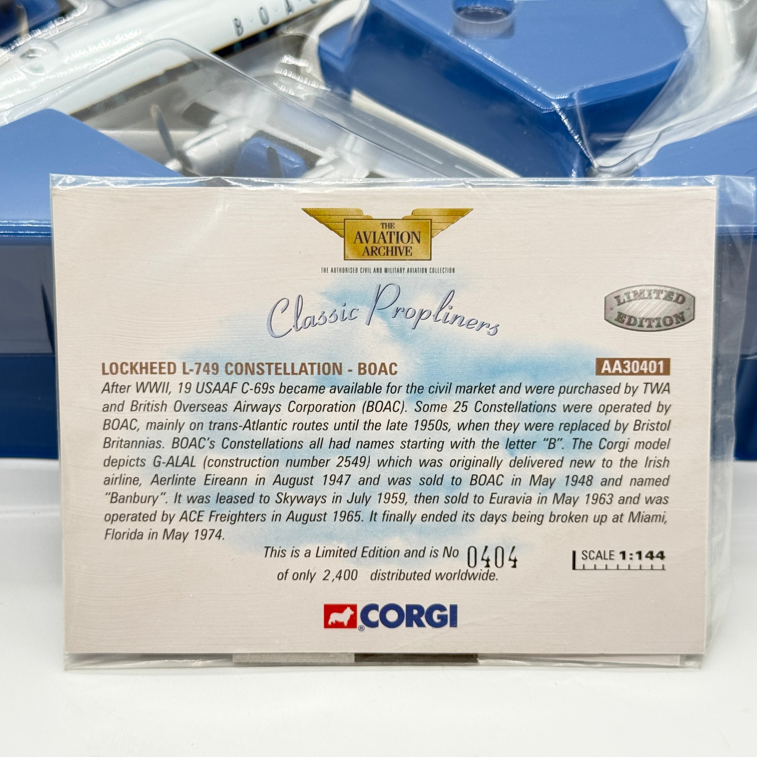Corgi AA30401 1:144 Lockheed L-749 Constellation BOAC G-ALAL Banbury