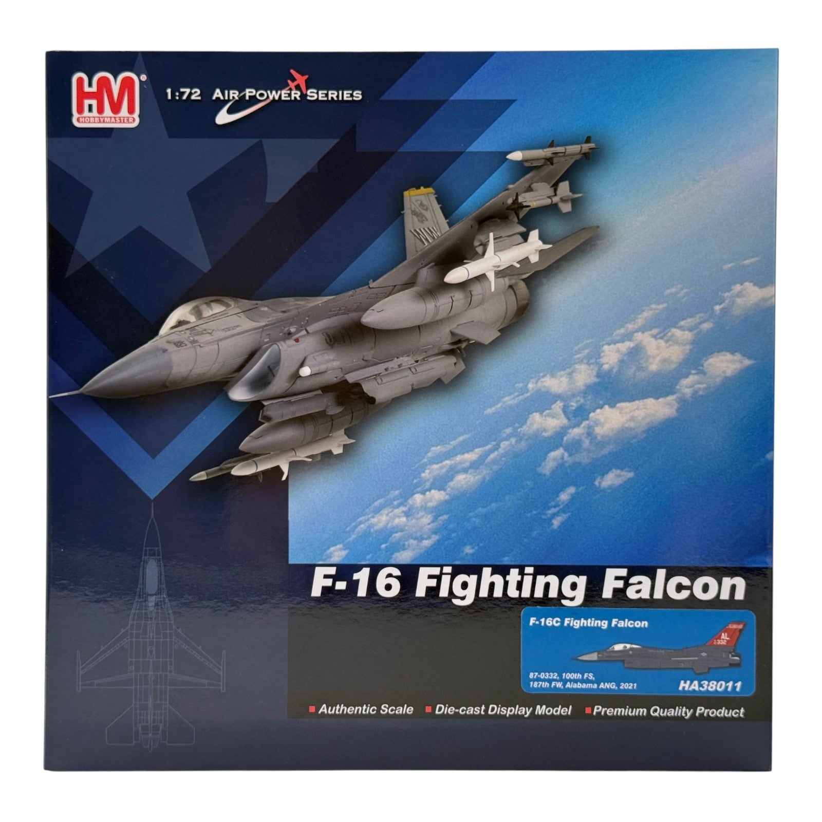 Hobby Master HA38011 1:72 Lockheed F-16C Block 30 87-0332 USAF 100th FS Red Tails 187th FW Alabama ANG 2021