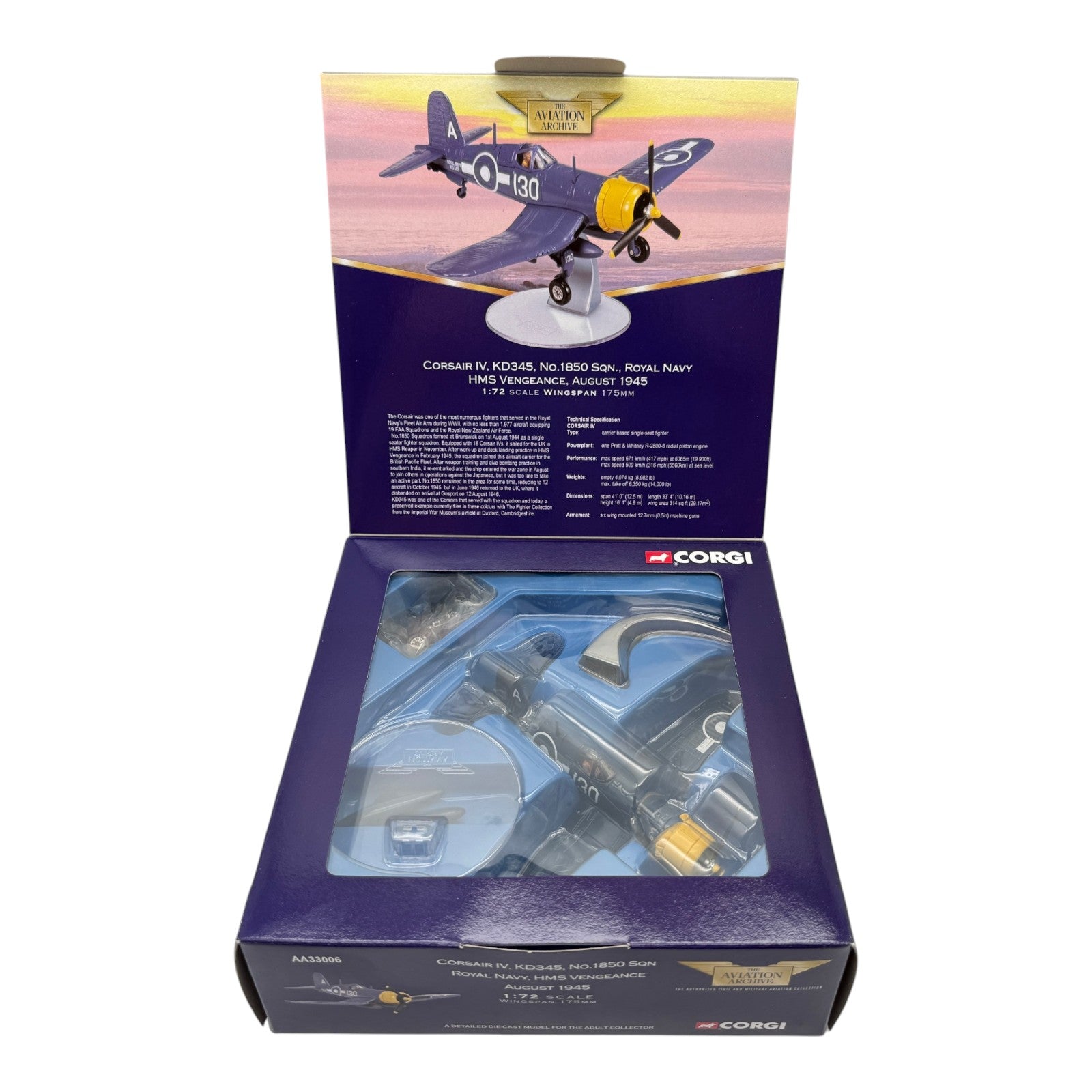 Corgi AA33006 1:72 Vought Corsair IV KD345 1850 NAS HMS Vengeance 1945
