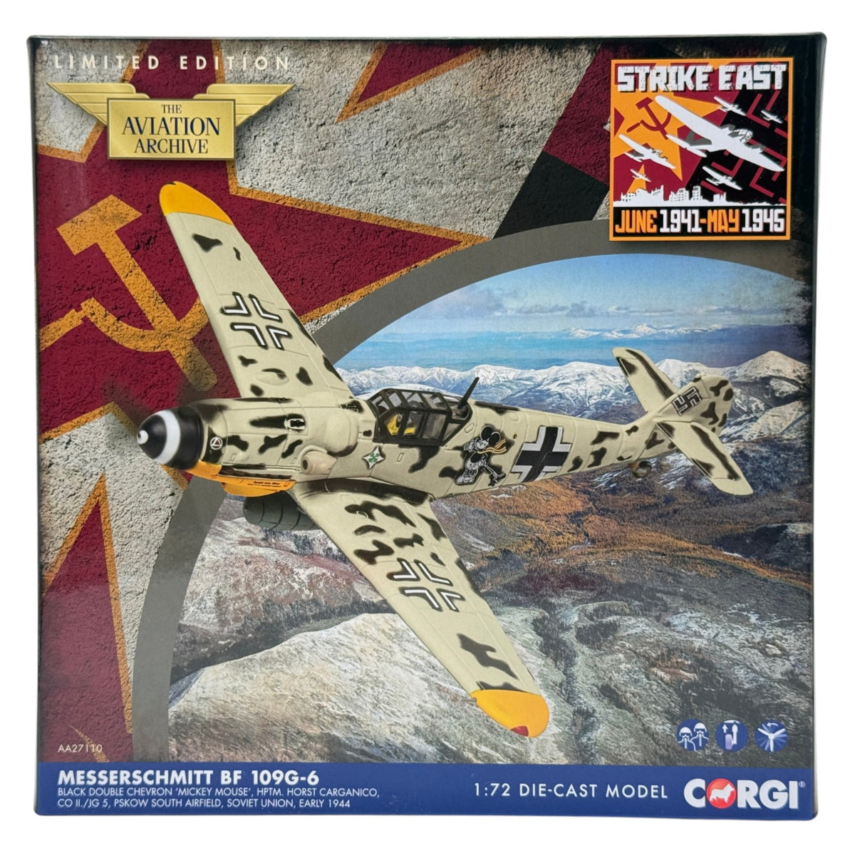 Corgi AA27110 1:72 Messerschmitt Bf 109G-6 Black Double Chevron Carganico 1944