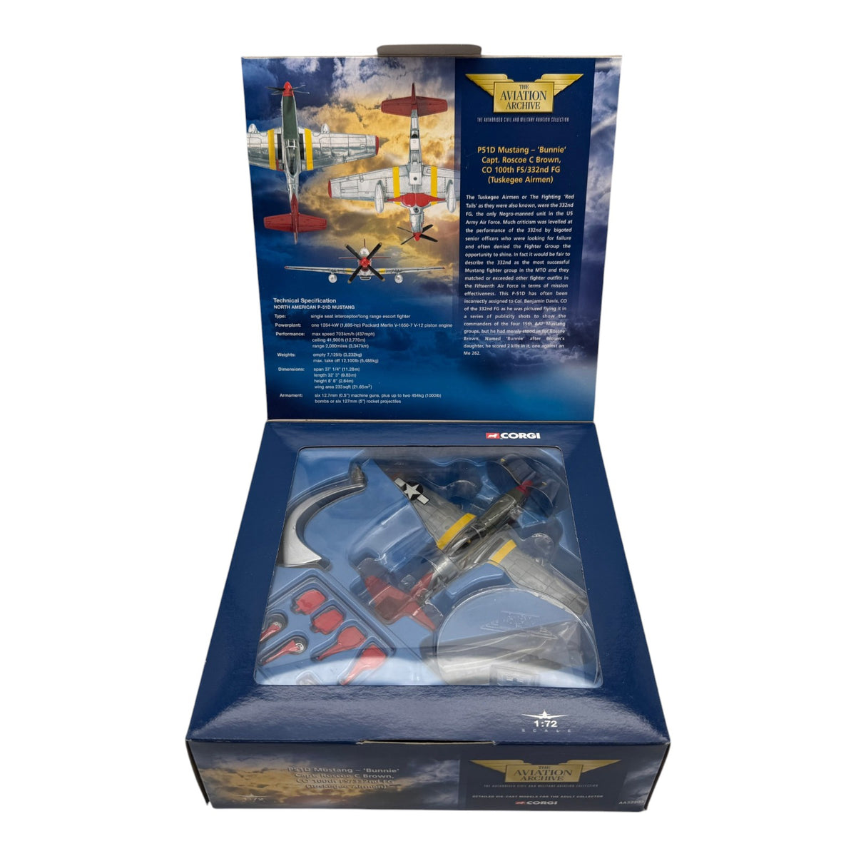 Corgi AA32203 1:72 P-51D Mustang Bunnie Roscoe Brown Tuskegee Airmen Italy 1945