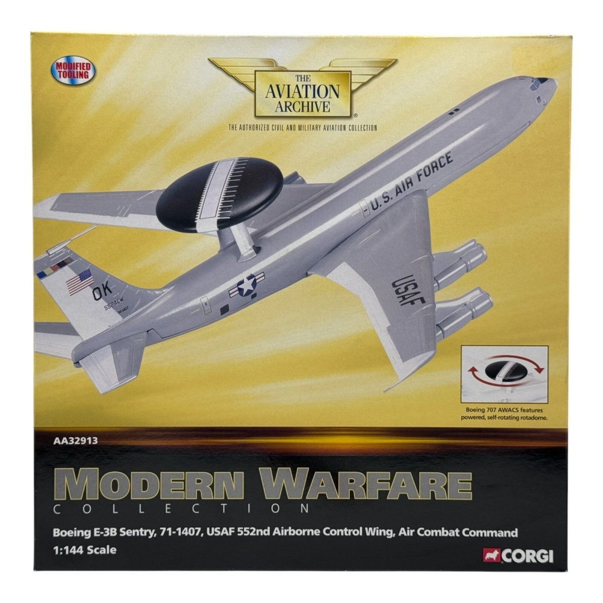 Corgi 1:144 Boeing E - 3B Sentry Diecast Model US Air Force Modern Warfare AA32913 - Corgi