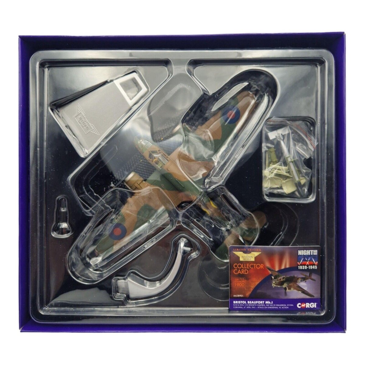 Corgi Aviation Archive 1:72 Bristol Beaufort Mk.I N1016 OV - X F/O K Campbell No 22 Sqn Raf 1941 AA28901 - Corgi