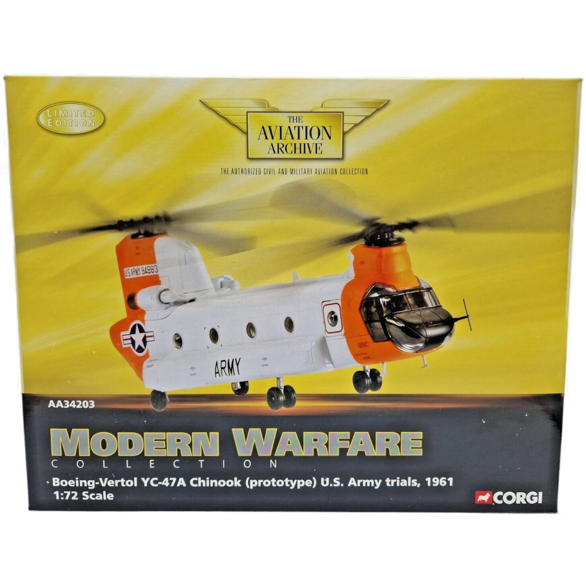 Corgi Aviation Archive 1:72 Scale Boeing Vertol YC - 47A Chinook AA34203 - Corgi