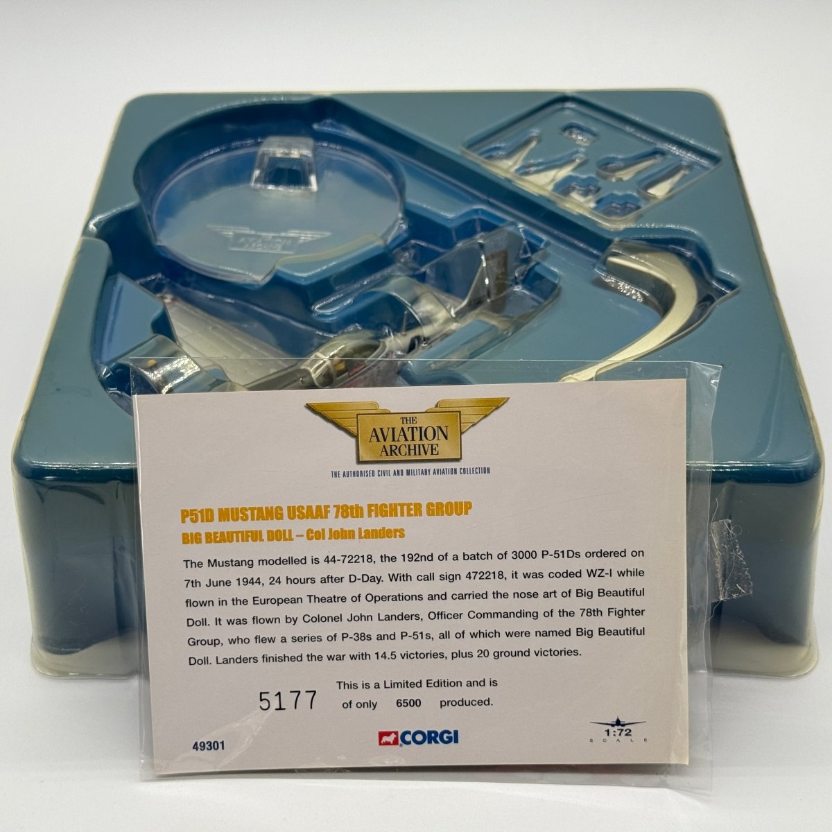 Corgi 49301 1:72 North American P-51D Mustang USAAF 84th FS WZ-I Big Beautiful Doll John Landers RAF Duxford 1945 - Corgi