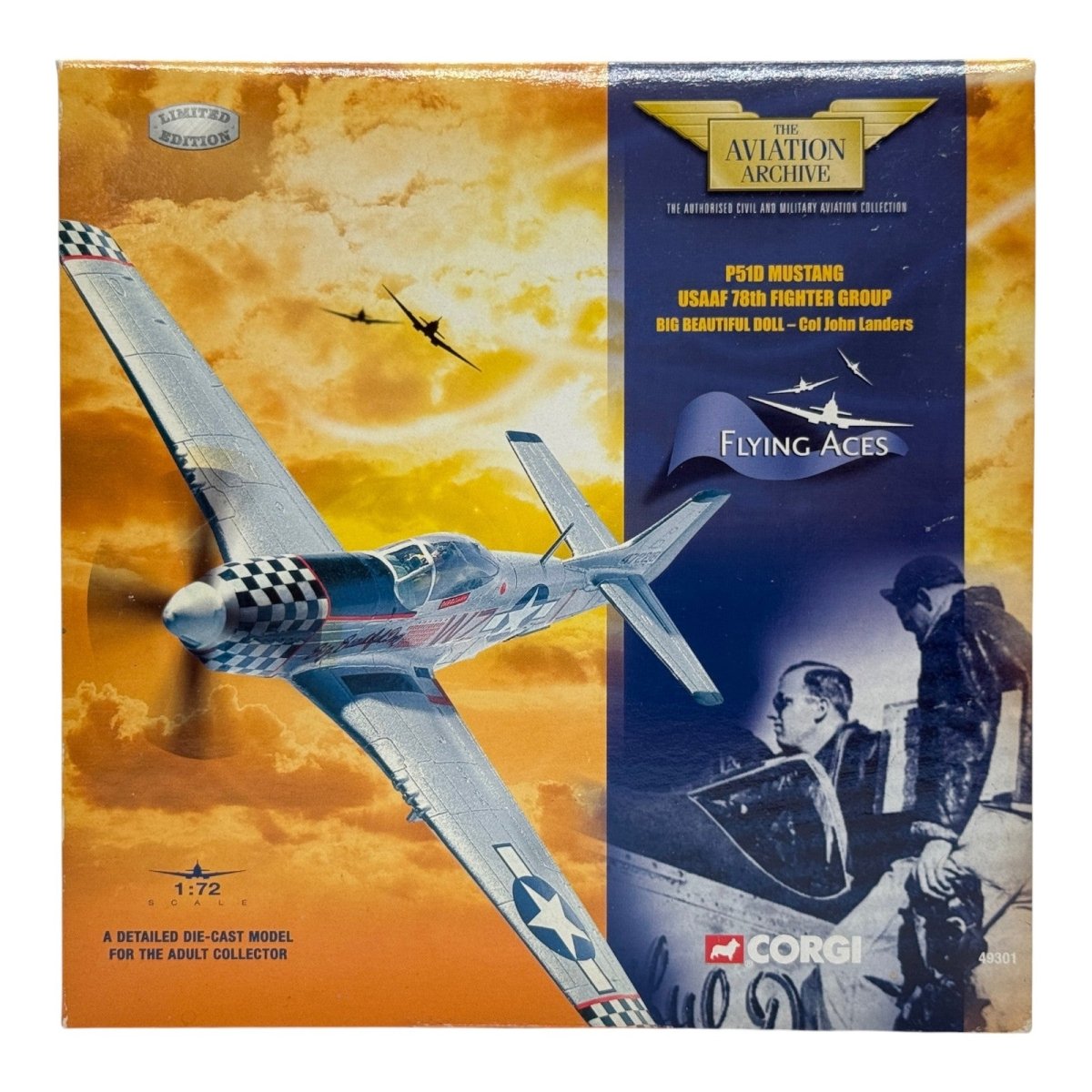 Corgi 49301 1:72 North American P-51D Mustang USAAF 84th FS WZ-I Big Beautiful Doll John Landers RAF Duxford 1945 - Corgi