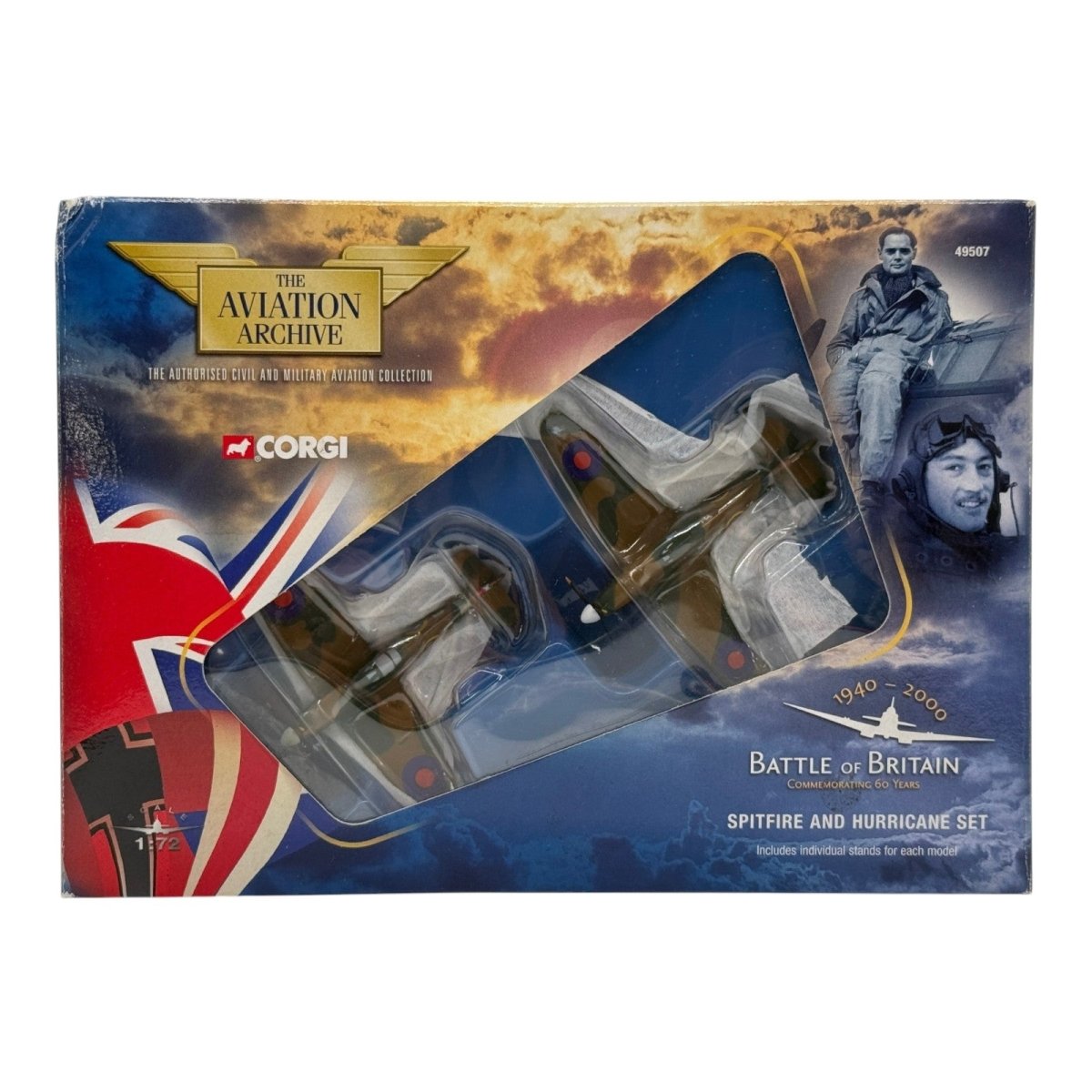 Corgi 49507 1:144 Battle of Britain Commemorative Set Spitfire P7966 Douglas Bader and Hurricane V6555 Stanford Tuck - Corgi