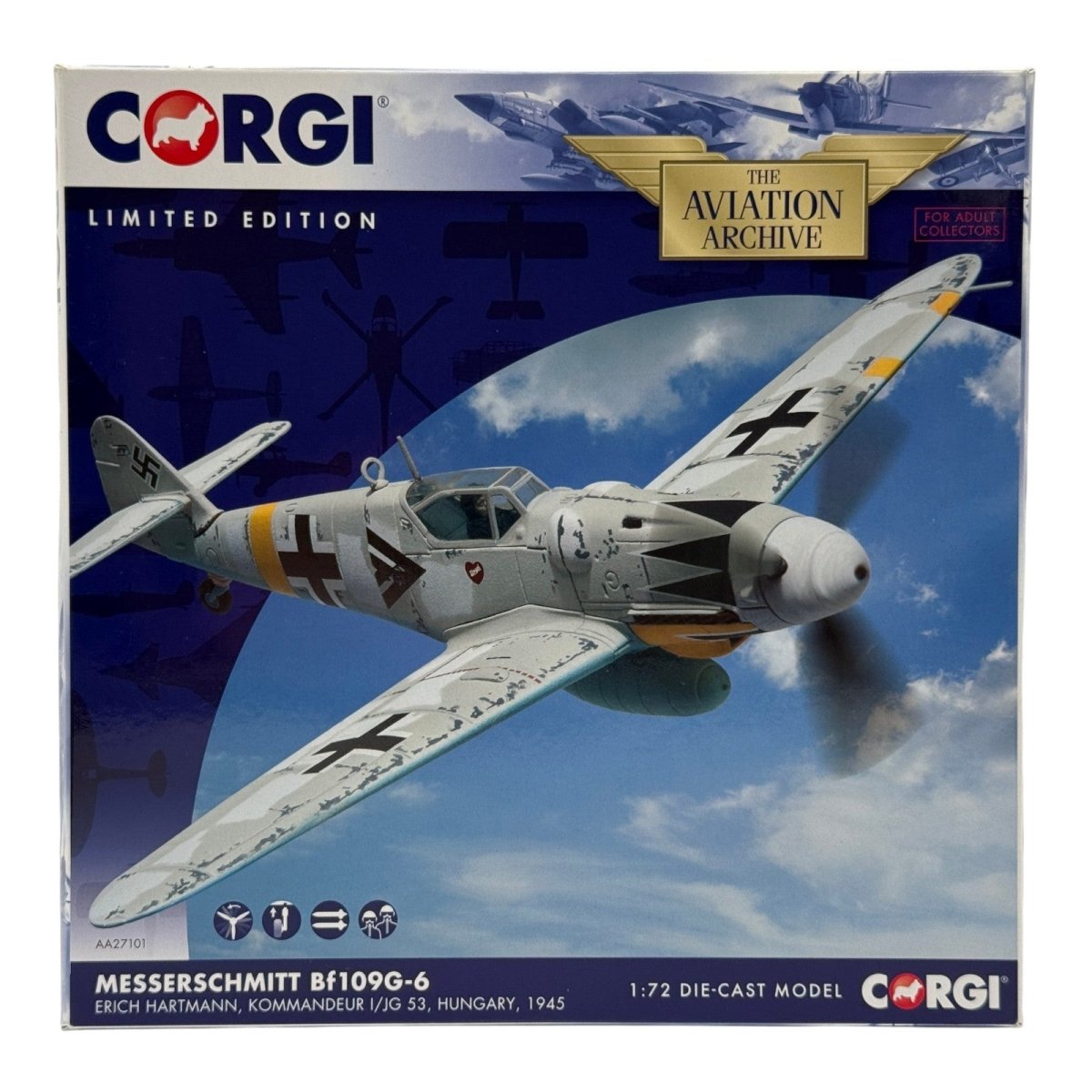 Corgi AA27101 1:72 Messerschmitt Bf 109G Luftwaffe 1./JG 53 Erich Hartmann 1945 - Corgi