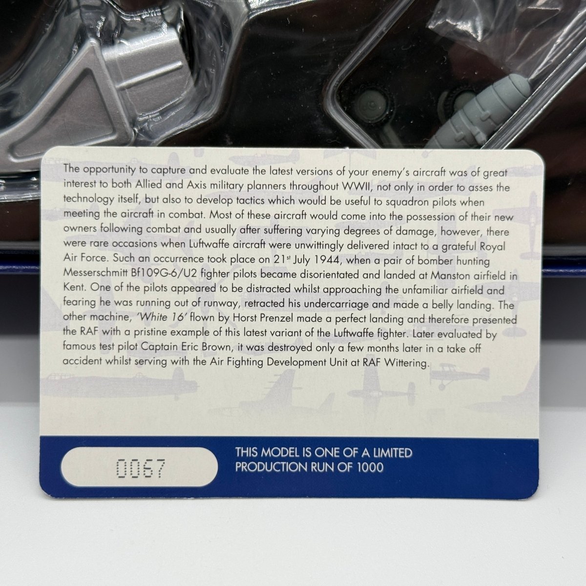 Corgi AA27108 1:72 Messerschmitt Bf 109G Luftwaffe 1./JG 3 White 16 Horst Prenzel - Corgi