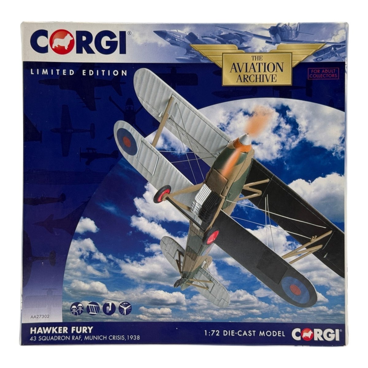 Corgi AA27302 1:72 Hawker Fury Mk I RAF No.43 Sqn Munich Crisis 1938 - Corgi