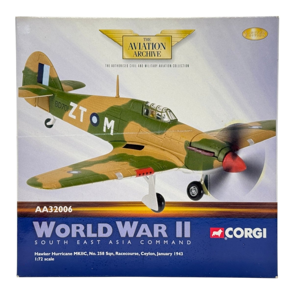 Corgi AA32006 1:72 Hawker Hurricane Mk II RAF No.258 Sqn BD701 Ceylon Sri Lanka 1943 - Corgi