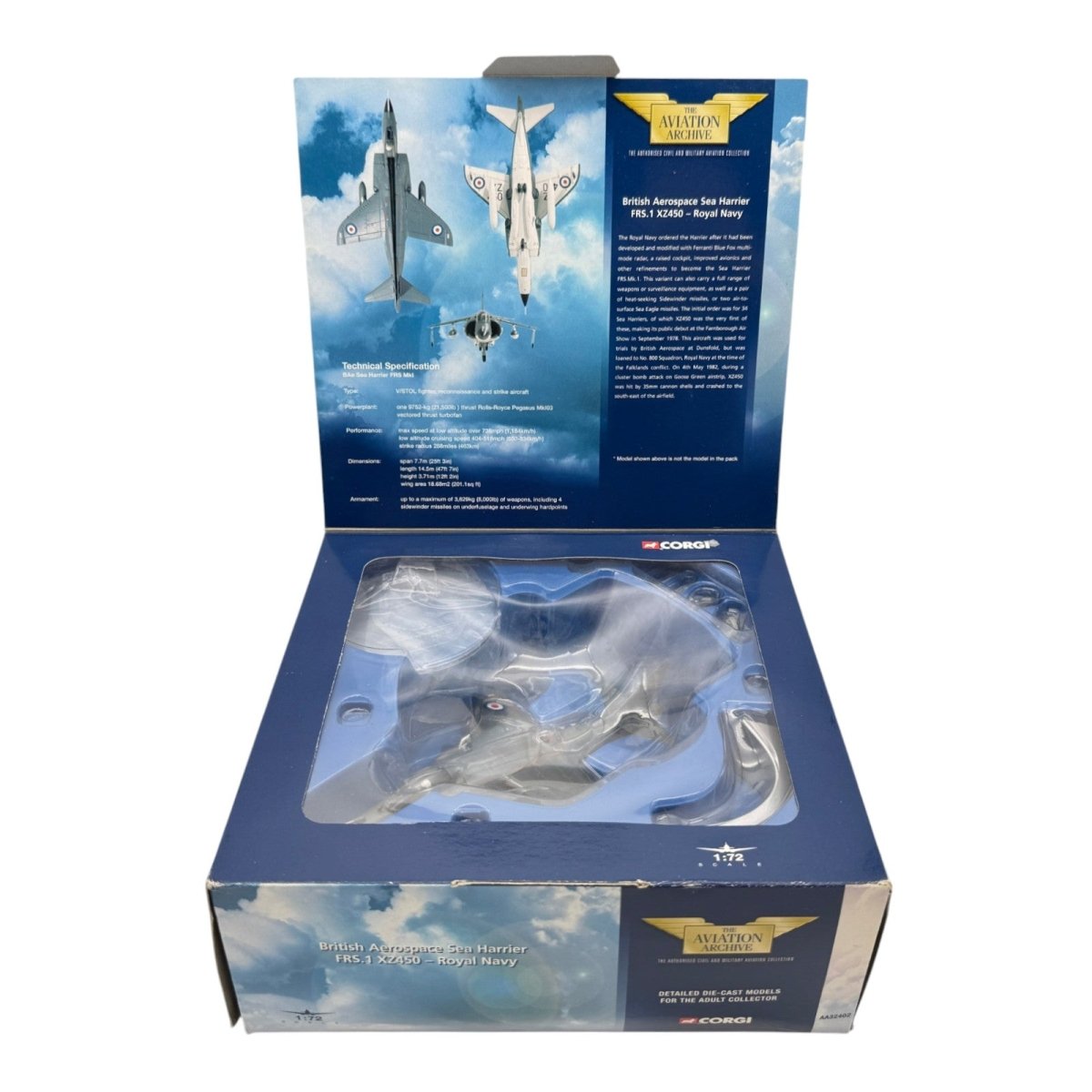 Corgi AA32402 1:72 Sea Harrier FRS.1 XZ450 800 NAS Falklands 1982 *ISSUES* - Corgi