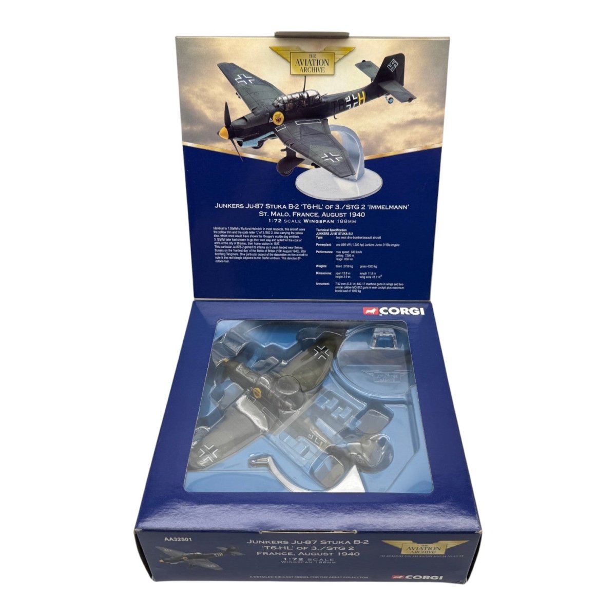 Corgi AA32501 1:72 Junkers Ju 87B-2 Stuka T6+HL 3./StG 2 Immelmann St Malo France August 1940 - Corgi