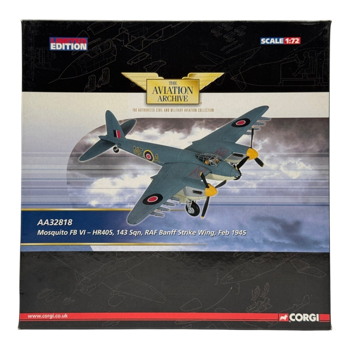 Corgi AA32818 1:72 de Havilland Mosquito FB.Mk VI RAF No.143 Sqn Banff 1945 - Corgi