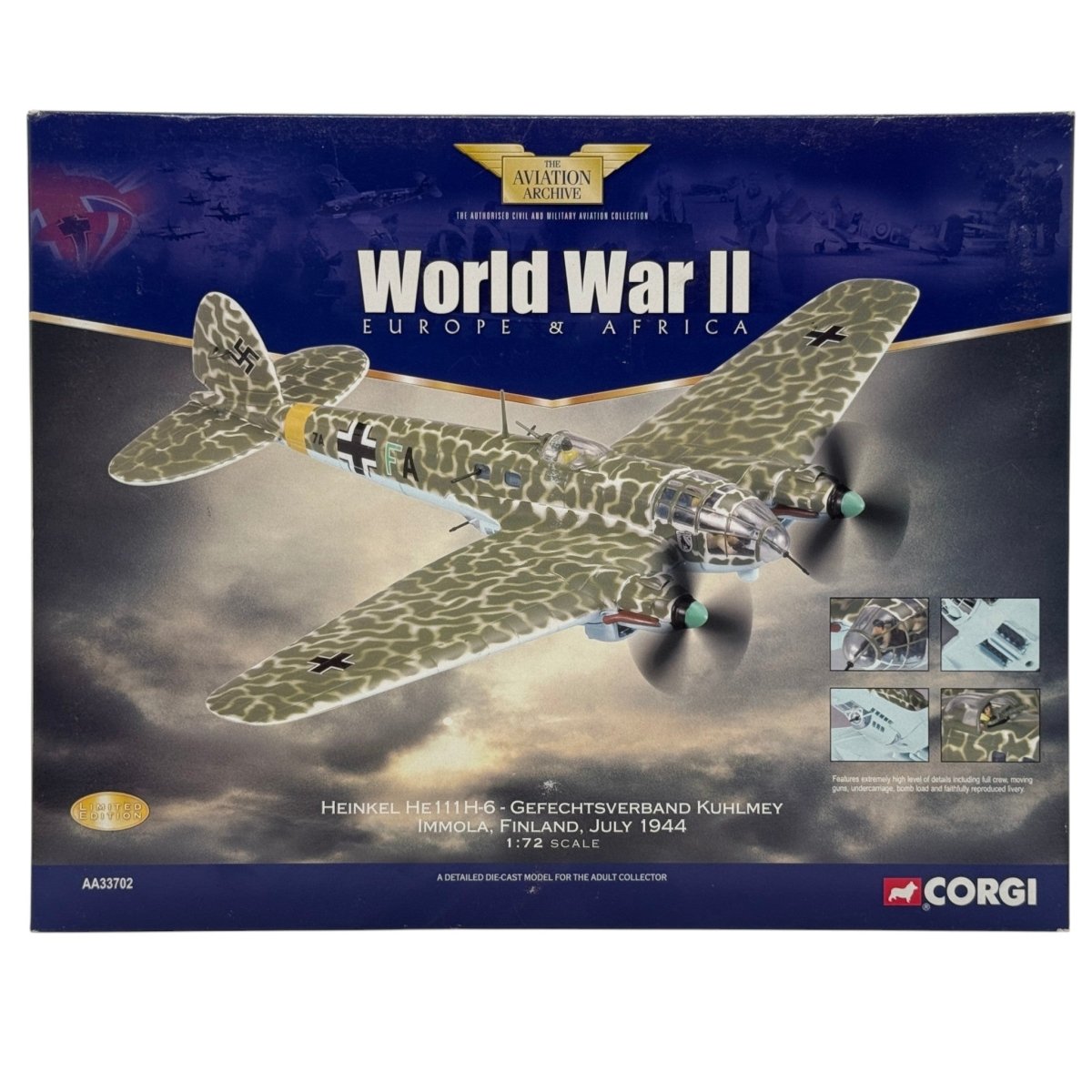 Corgi AA33702 1:72 Heinkel He 111H-6 Luftwaffe 7A+FA Gefechtsverband Kuhlmey Immola Finland July 1944 - Corgi