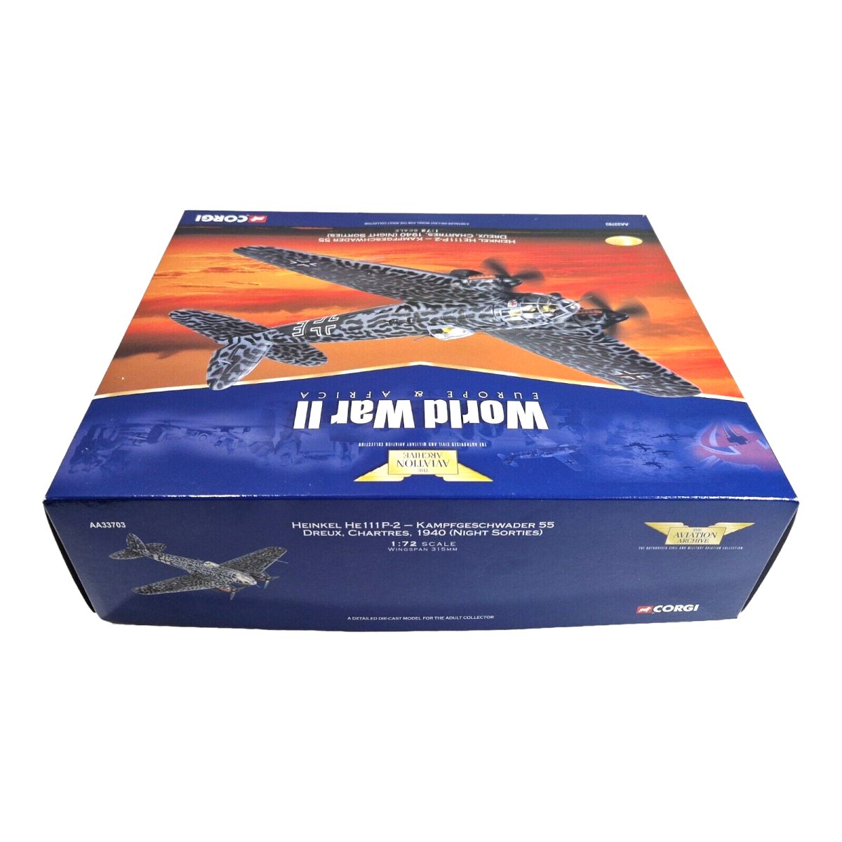 Corgi Aviation Archive 1:72 Heinkel 111 P - 2 Kampfgeschwader 55 Dreux 1940 (Night Sorties) AA33703 - Corgi
