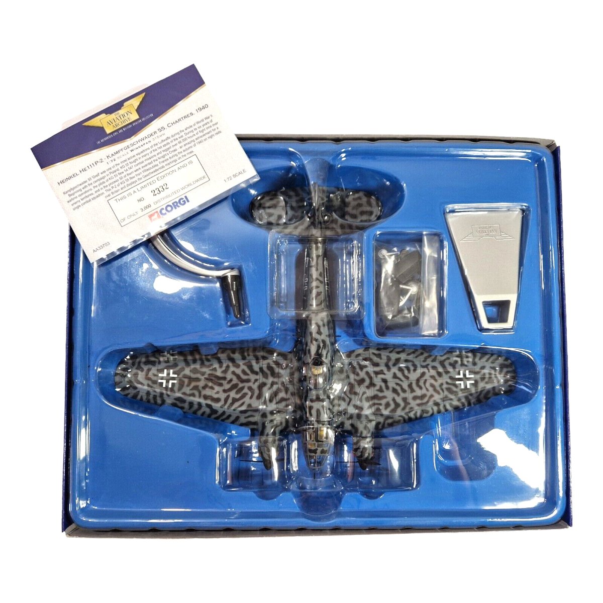 Corgi Aviation Archive 1:72 Heinkel 111 P - 2 Kampfgeschwader 55 Dreux 1940 (Night Sorties) AA33703 - Corgi