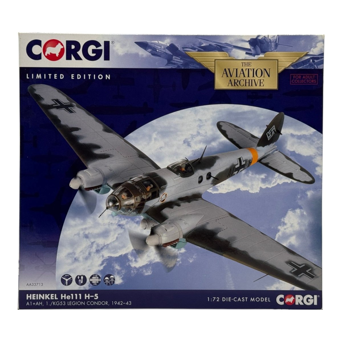 Corgi AA33713 1:72 Heinkel He 111H-5 Luftwaffe 1./KG 53 Condorlegion *ISSUES* - Corgi