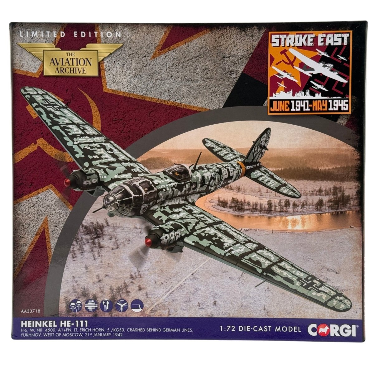 Corgi AA33718 1:72 Heinkel He 111H-6 A1+FN Lt Erich Horn 5./KG53 1942 *ISSUES* - Corgi
