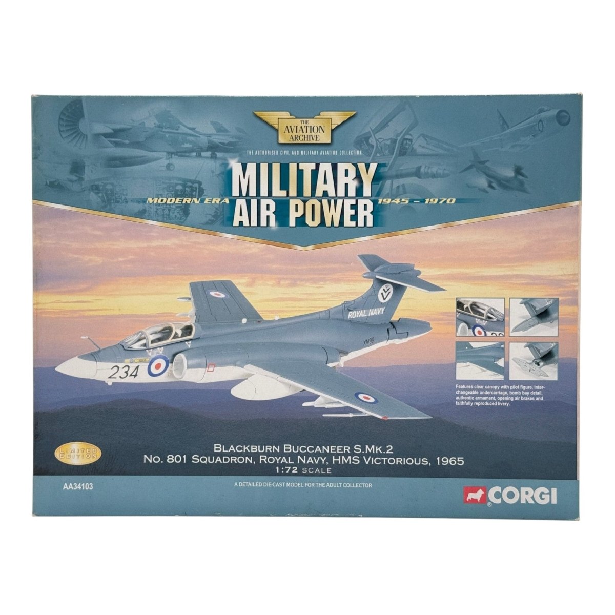 Corgi AA34103 1:72 Blackburn Buccaneer S.Mk 2 Royal Navy No.801 NAS XN981 HMS Victorious 1965 - Corgi