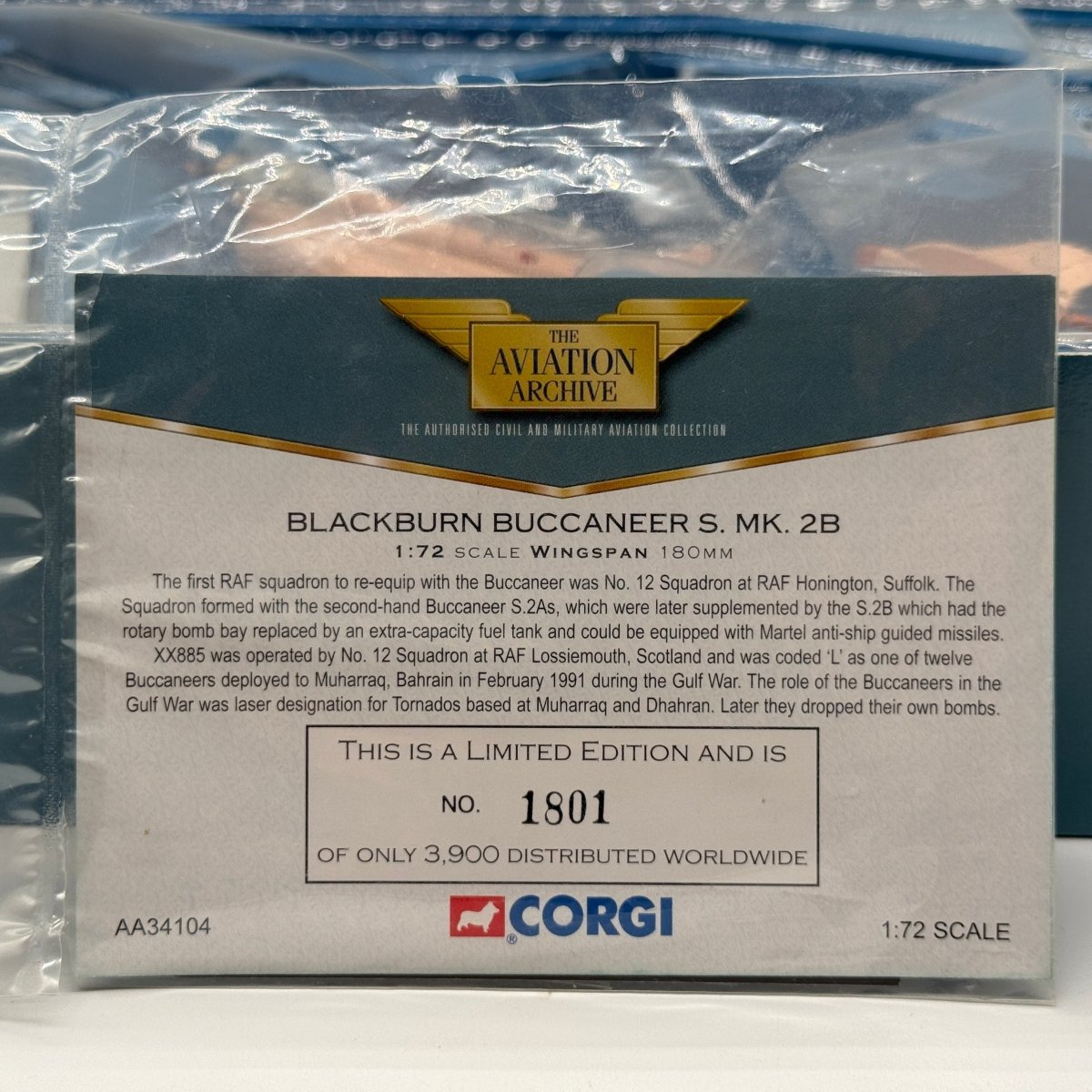 Corgi AA34104 1:72 Blackburn Buccaneer S.Mk 2B RAF No.12 Sqn XX885 RAF Muharraq Gulf War 1991 - Corgi