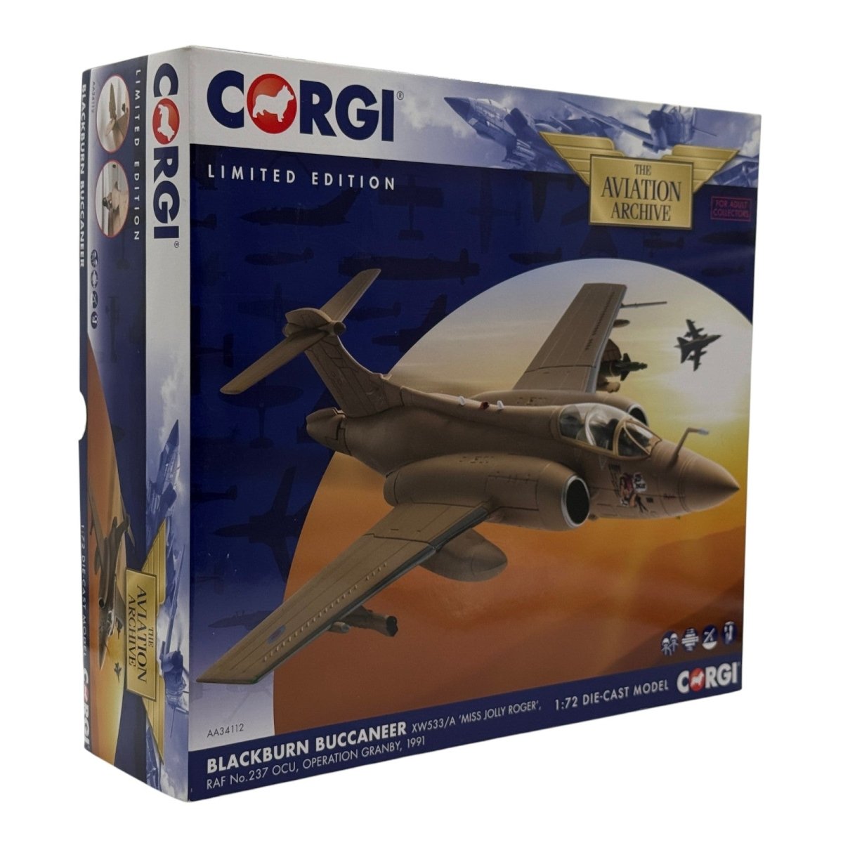 Corgi AA34112 1:72 Blackburn Buccaneer S.Mk 2B RAF No.237 OCU XW533 Miss Jolly Roger Operation Granby 1991 - Corgi