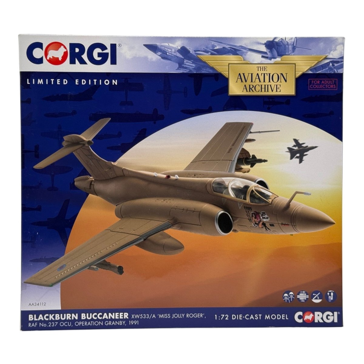 Corgi AA34112 1:72 Blackburn Buccaneer S.Mk 2B RAF No.237 OCU XW533 Miss Jolly Roger Operation Granby 1991 - Corgi