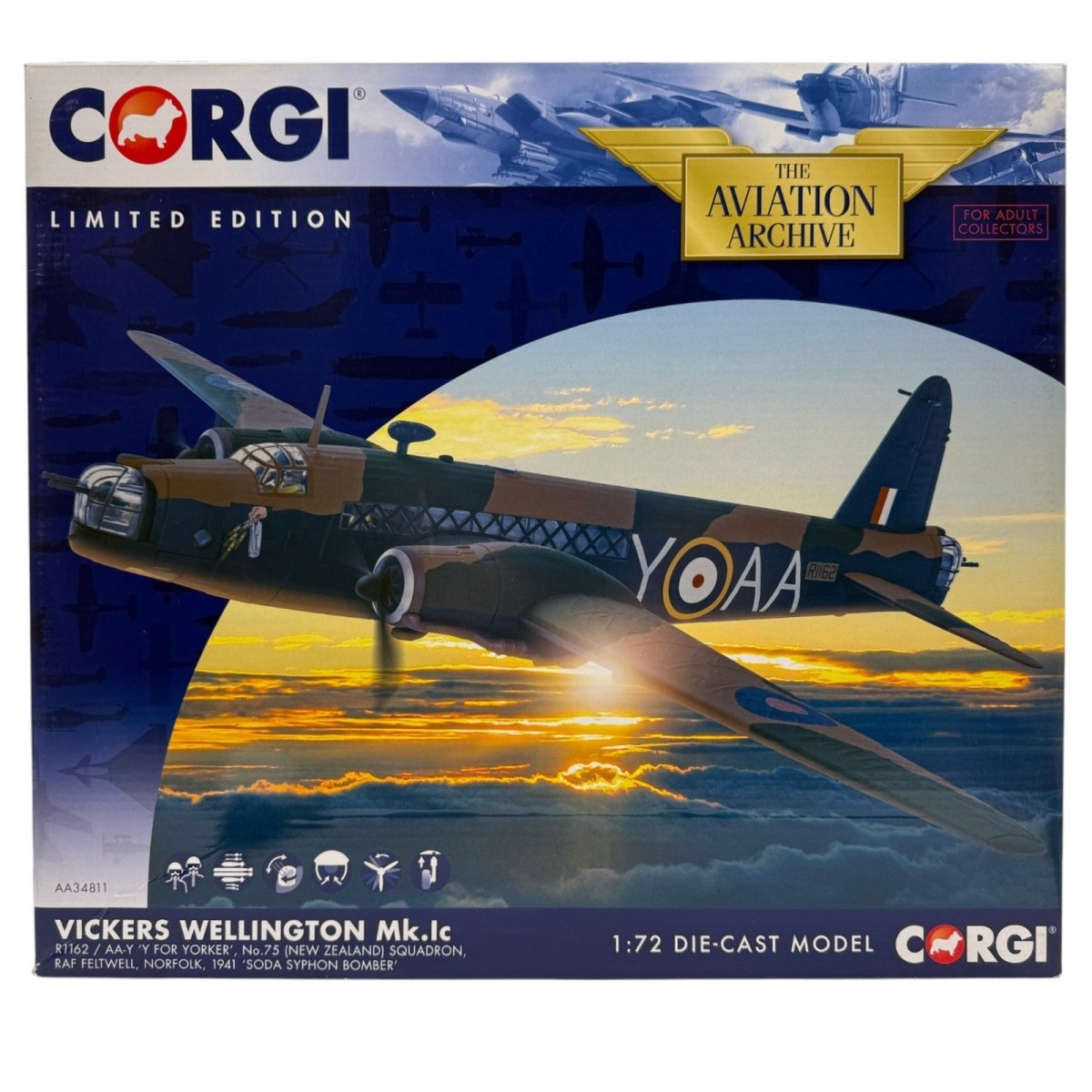 Corgi AA34811 1:72 Vickers Wellington Mk Ic R1162 75 NZ Sqn Feltwell 1941 - Corgi
