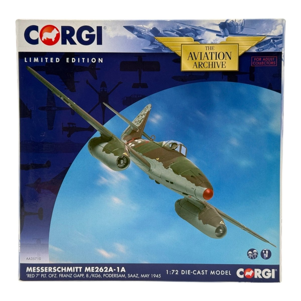 Corgi AA35710 1:72 Messerschmitt Me 262A-1a Red 7 Franz Gapp 8./KG 6 Podersam 1945 - Corgi