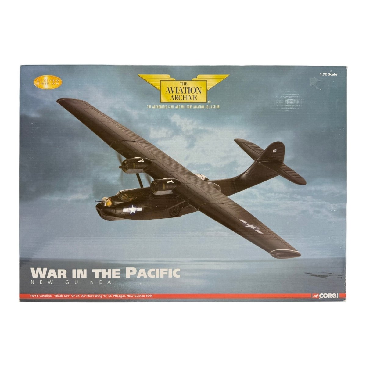 Corgi AA36104 1:72 Consolidated PBY-5A Catalina Black Cat White 69 William Pfleeger USN VP-34 New Guinea 1944 - Corgi