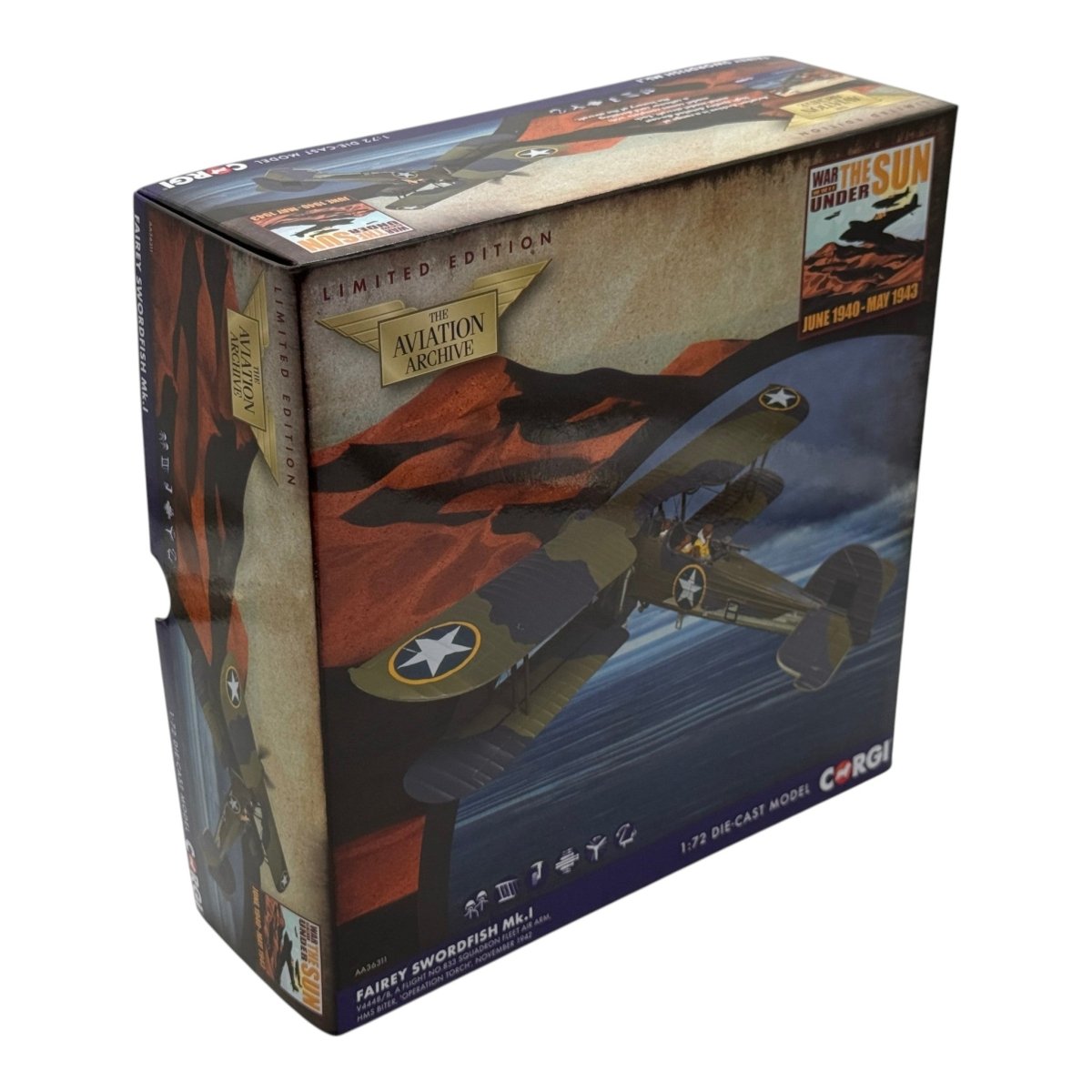 Corgi AA36311 1:72 Fairey Swordfish Mk I RNFAA No.833 NAS V4448 HMS Biter Operation Torch 1942 - Corgi