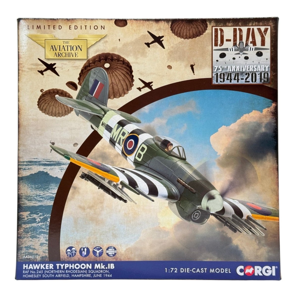 Corgi AA36512 1:72 Hawker Typhoon Mk I RAF No.245 Northern Rhodesian Sqn D-Day England 1944 - Corgi