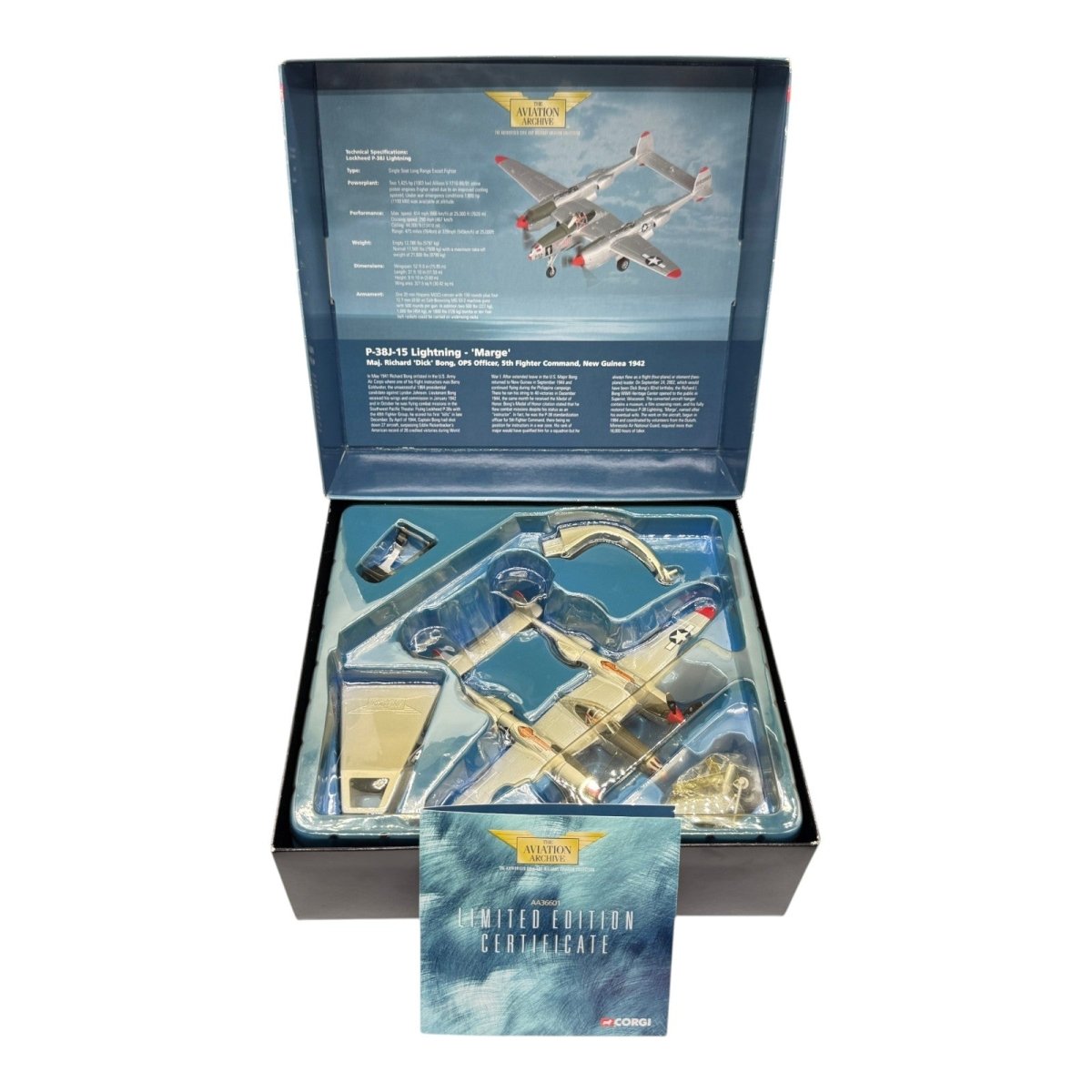 Corgi AA36601 1:72 Lockheed P-38J Lightning USAAF 49th FG 9th FS 42-103993 Marge Richard Bong New Guinea 1942 - Corgi