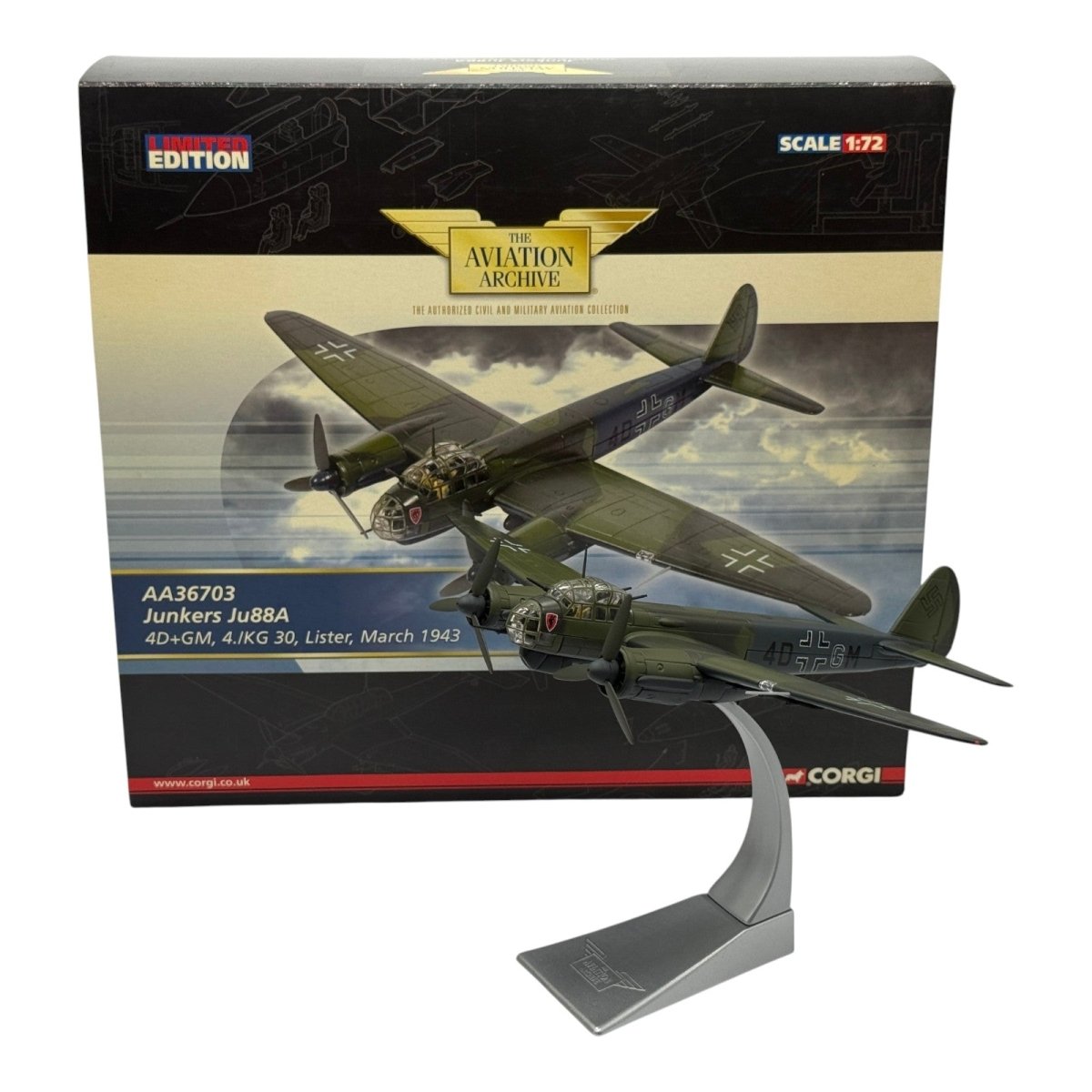 Corgi AA36703 1:72 Junkers Ju 88A-4 Luftwaffe 4./KG 30 Lister 1943 - Corgi