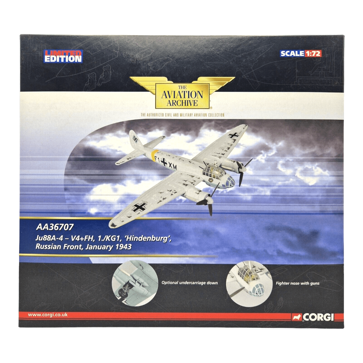 Corgi Aviation Archive 1:72 Hindenburg 1:72 Ju 88C - 6 Luftwaffe 4./KG 76, Taganrog Ukraine 1943 AA36707 - Corgi