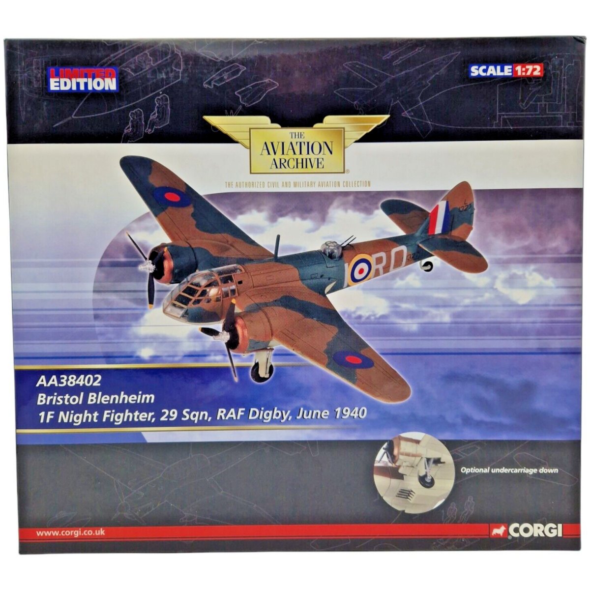 Corgi Aviation Archive 1:72 Bristol Blenheim 1F Night Fighter RAF 29 Squadron AA38402 - Corgi
