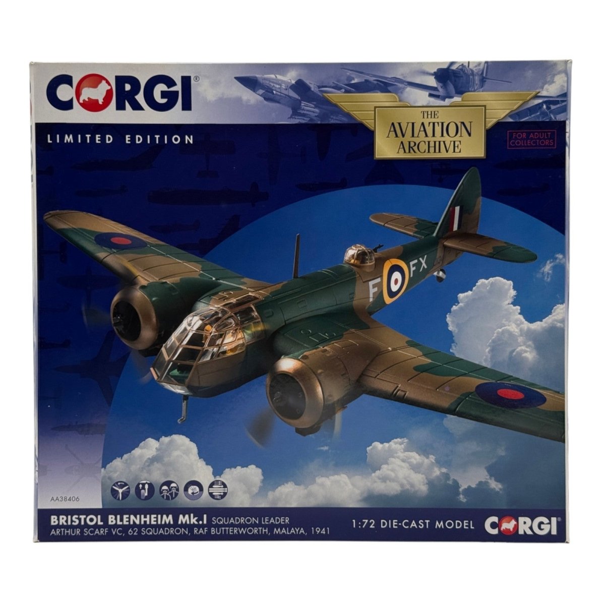 Corgi AA38406 1:72 Bristol Blenheim Mk I Arthur Scarf VC *ISSUES* - Corgi
