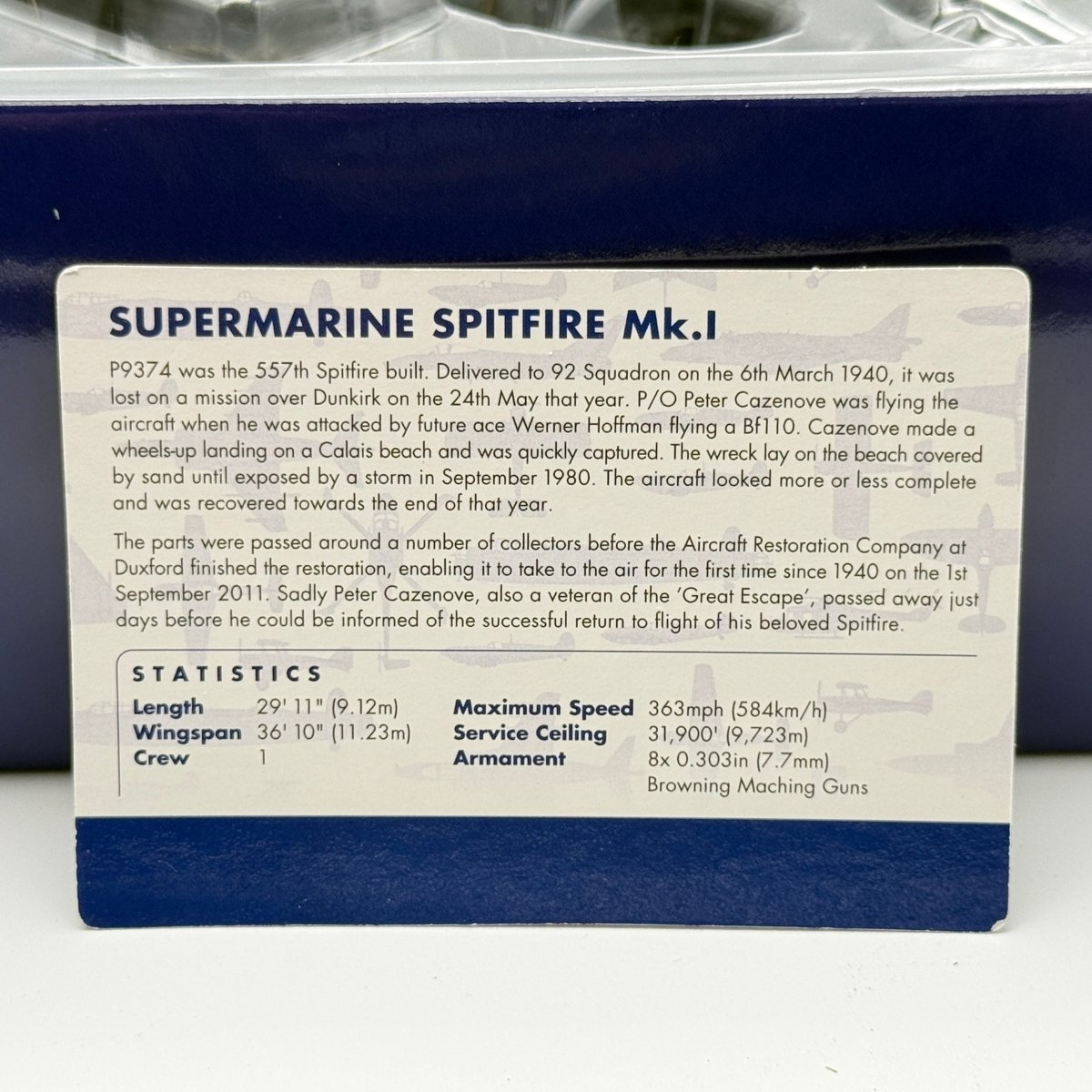 Corgi AA39207 1:72 Supermarine Spitfire Mk I P9374 J Peter Cazenove 92 Sqn 1940 - Corgi