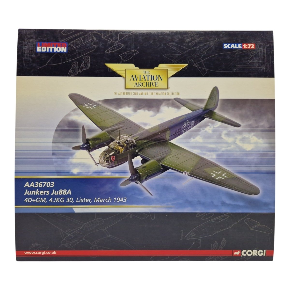 Corgi Aviation 1:72 Ju88A 4D+GM, Lister, March 1943, AA36703 - Corgi