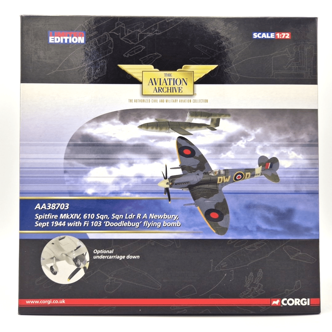 Corgi Aviation Archive 1:72 Spitfire MkXIV, 610 Sqn, with 'Doodlebug' Model AA38703 - Corgi