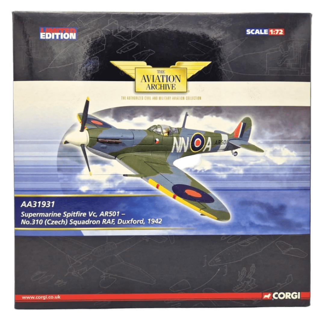 Corgi Aviation Archive 1:72 Spitfire Vc, No.310 (Czech) Sqn, Duxford, Model AA31931 - Corgi