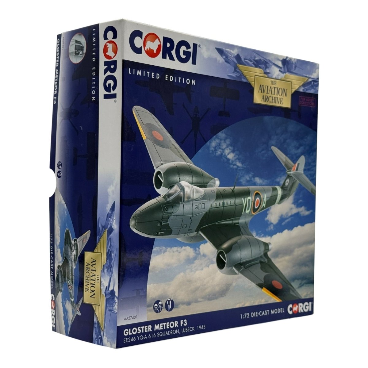 Corgi Aviation AA27401 1:72 Gloster Meteor F.Mk 3 No.616 Sqn EE246 1945 - Corgi