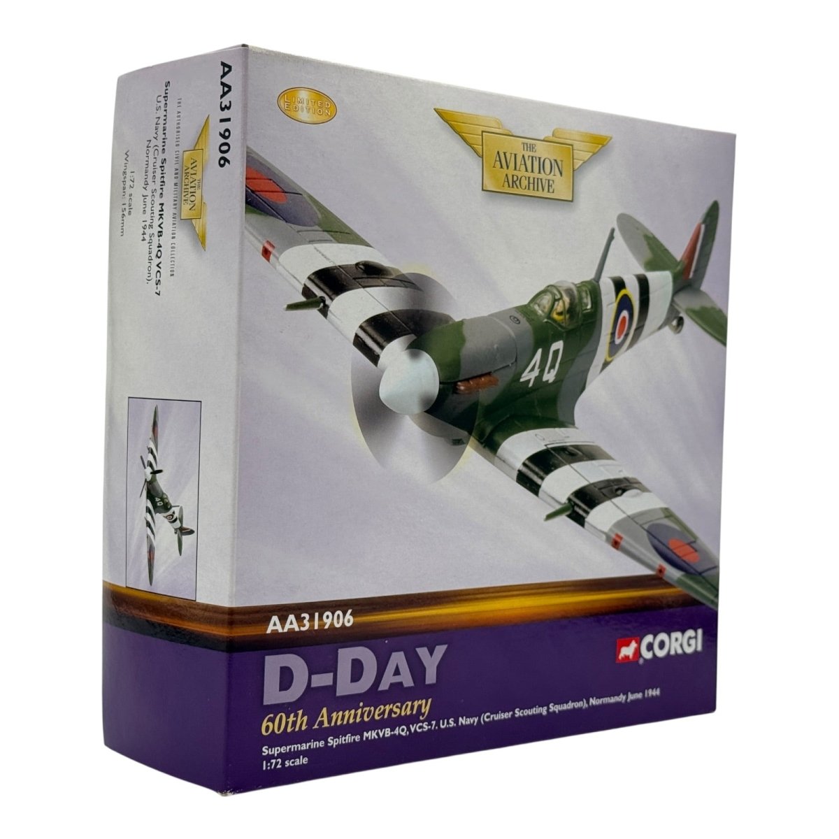 Corgi Aviation AA31906 1:72 Supermarine Spitfire Mk V VCS - 7 D - Day 1944 - Corgi