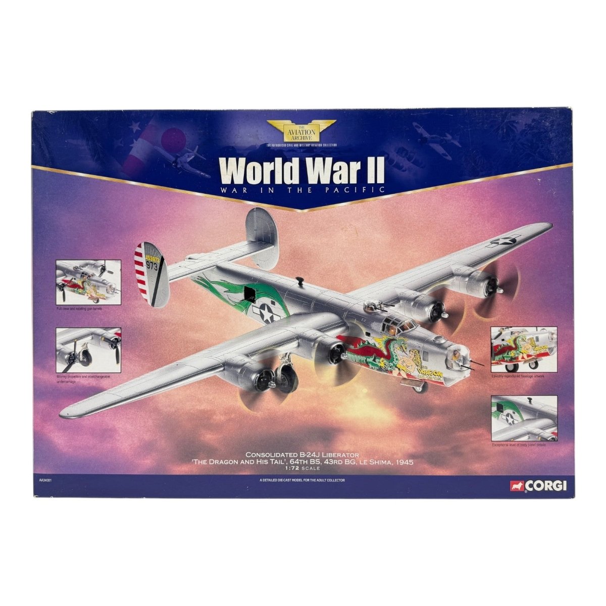 Corgi Aviation AA34001 1:72 Consolidated B - 24J Liberator 'The Dragon and his Tail' - Corgi