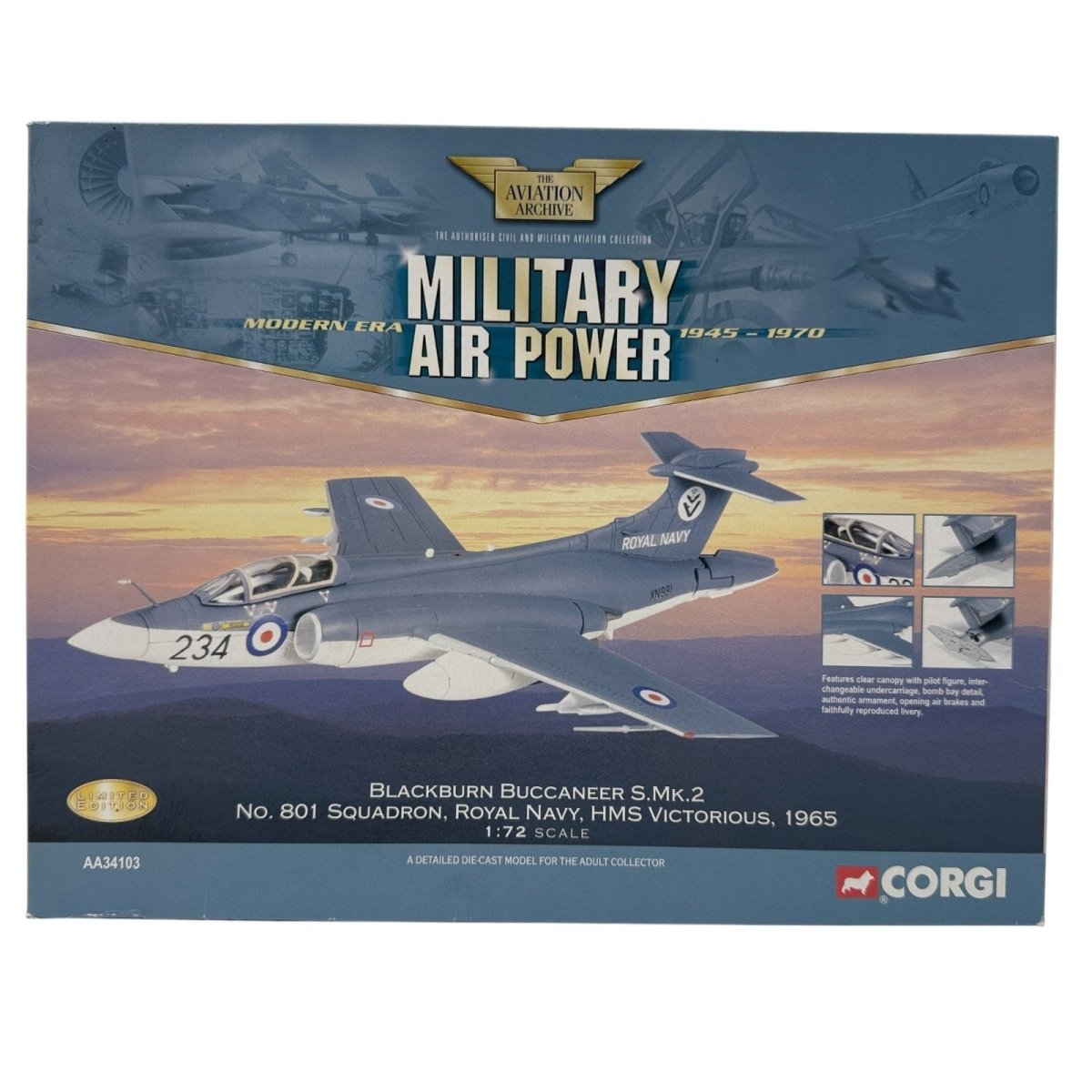Corgi Aviation AA34103 1:72 Blackburn Buccaneer Royal Navy HMS Victorious - Corgi