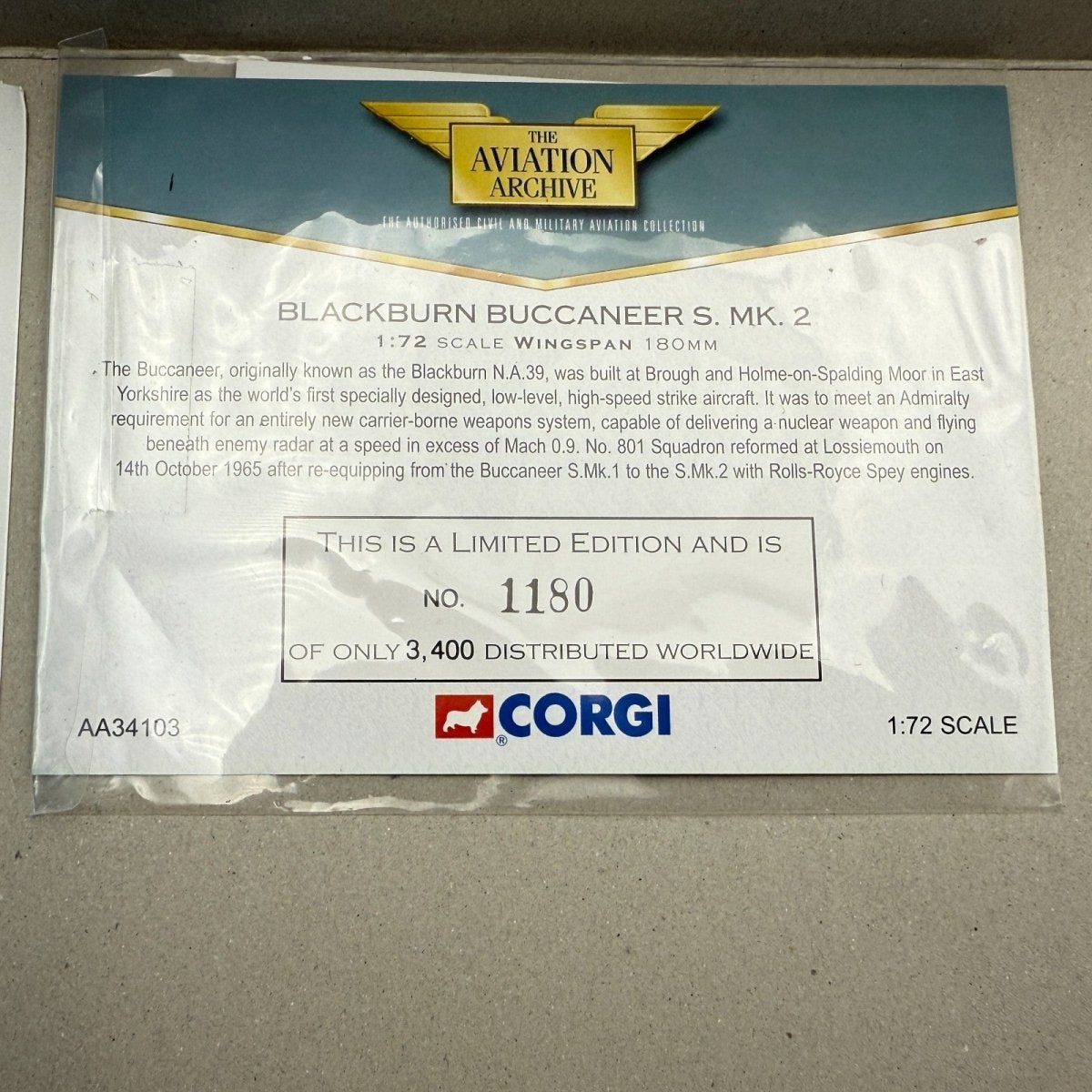 Corgi Aviation AA34103 1:72 Blackburn Buccaneer Royal Navy HMS Victorious - Corgi