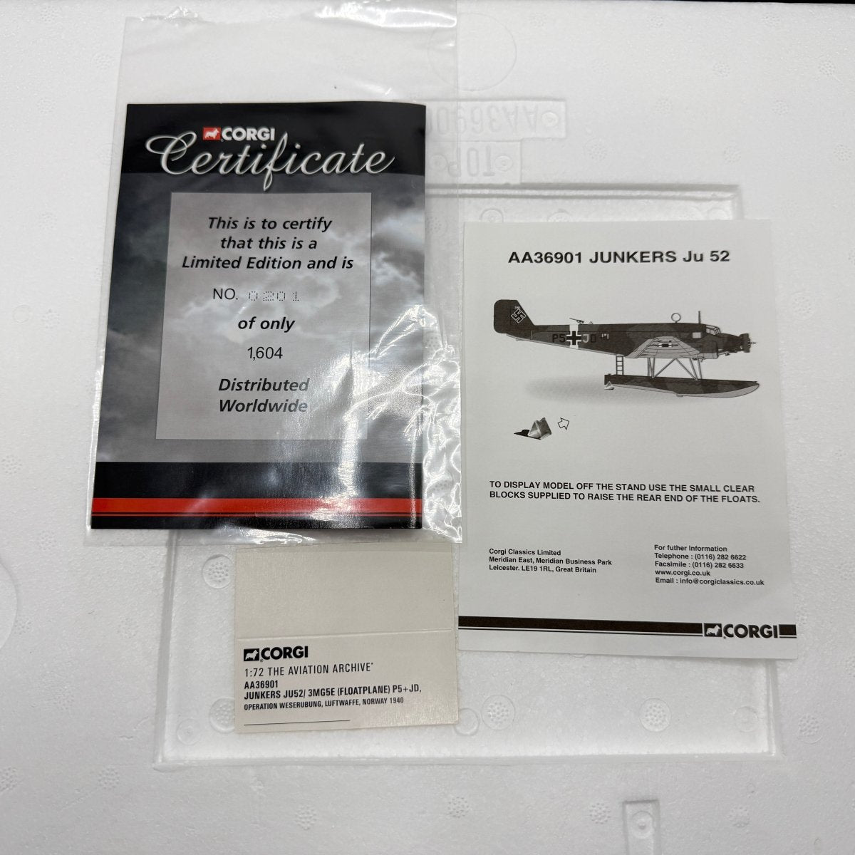 Corgi Aviation AA36901 1:72 Junkers Ju 52 Luftwaffe Norway Operation Weserubung - Corgi